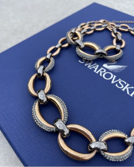 Set náhrdelník a náramek Swarovski růžový s oky